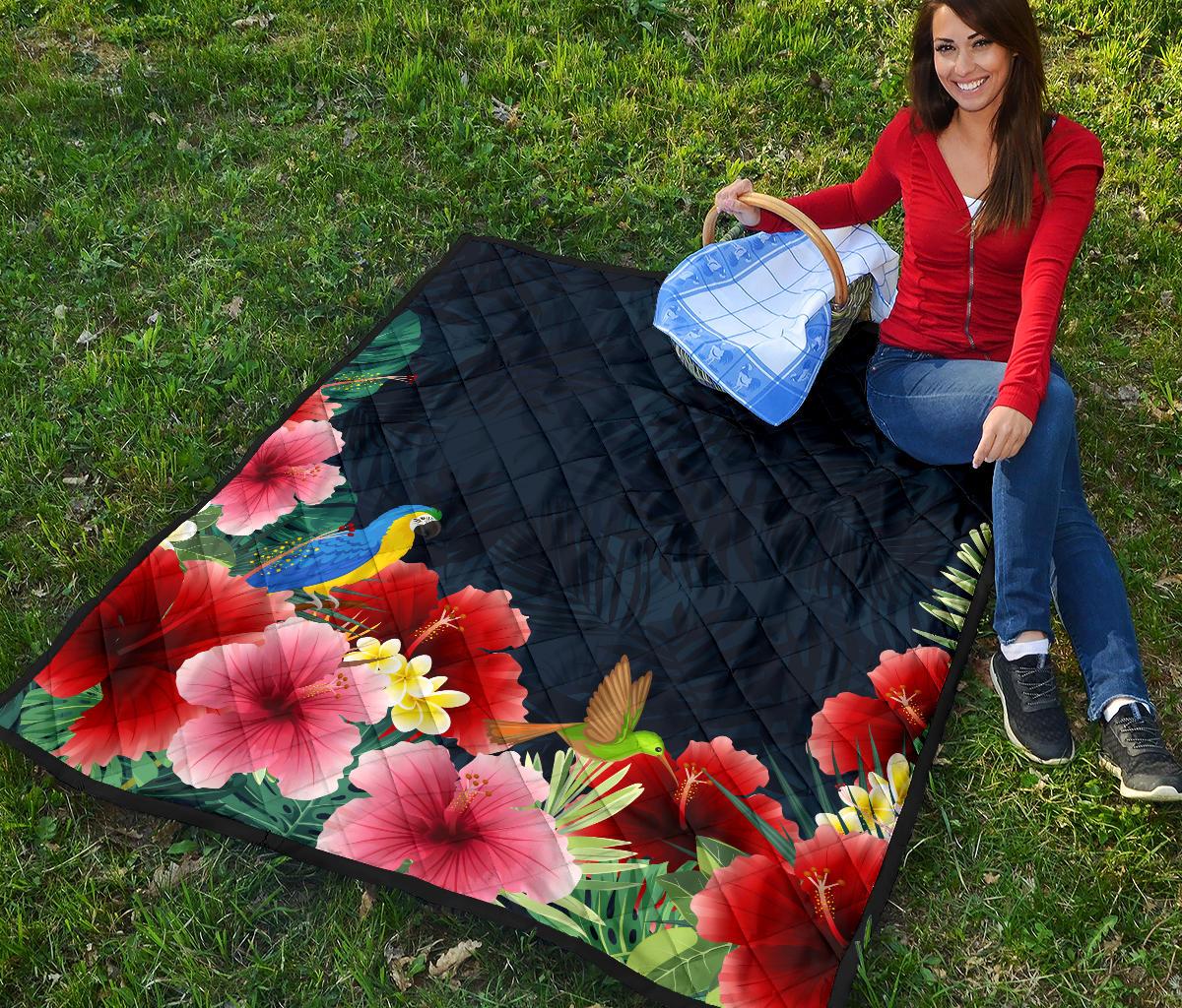 Forest Hibiscus Premium Quilt - Polynesian Pride