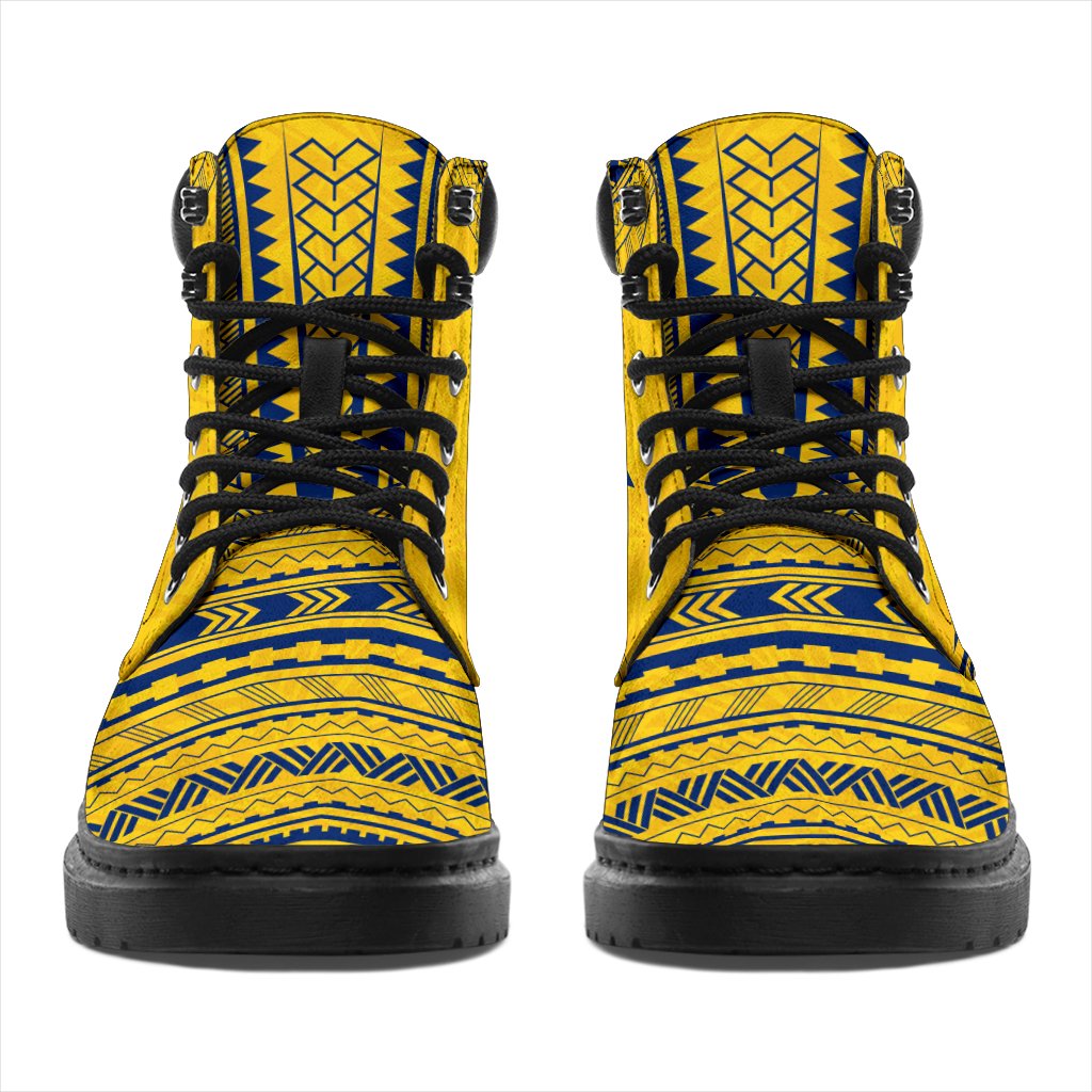 Niue Leather Boots - Polynesian Flag Chief Version - Polynesian Pride