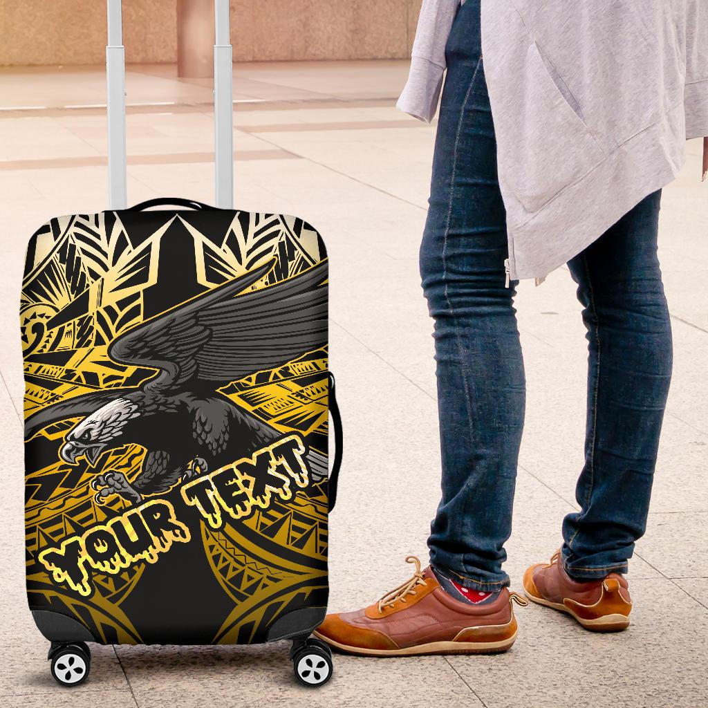Samoa Polynesian Custom Personalised Luggage Covers - Eagle Tribal Pattern Yellow - Polynesian Pride