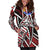 Tahiti Women's Hoodie Dress - Tribal Flower Special Pattern Red Color - Polynesian Pride