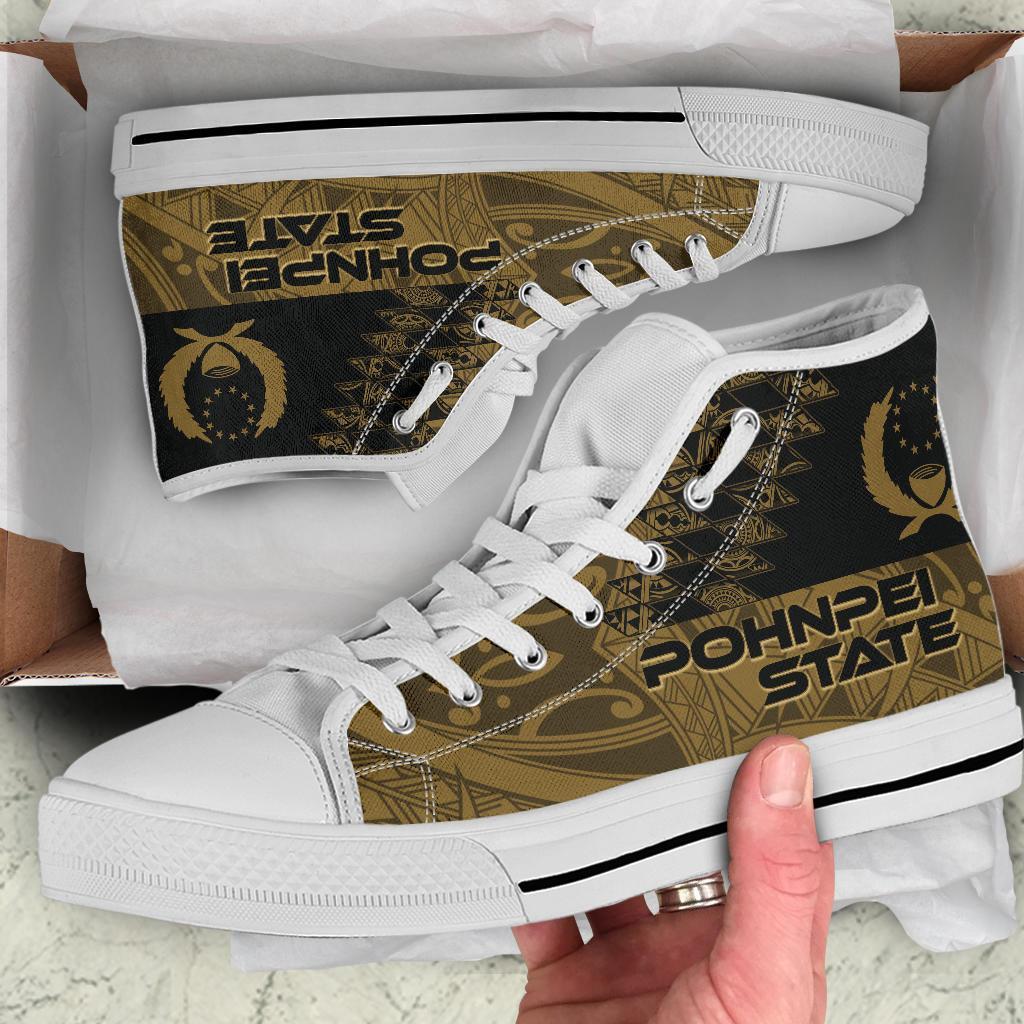 Pohnpei State High Top Shoes - Gold Color Symmetry Style - Polynesian Pride