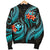 Polynesian Hawaii Men Bomber Jacket - Turquoise Plumeria TURQUOISE - Polynesian Pride