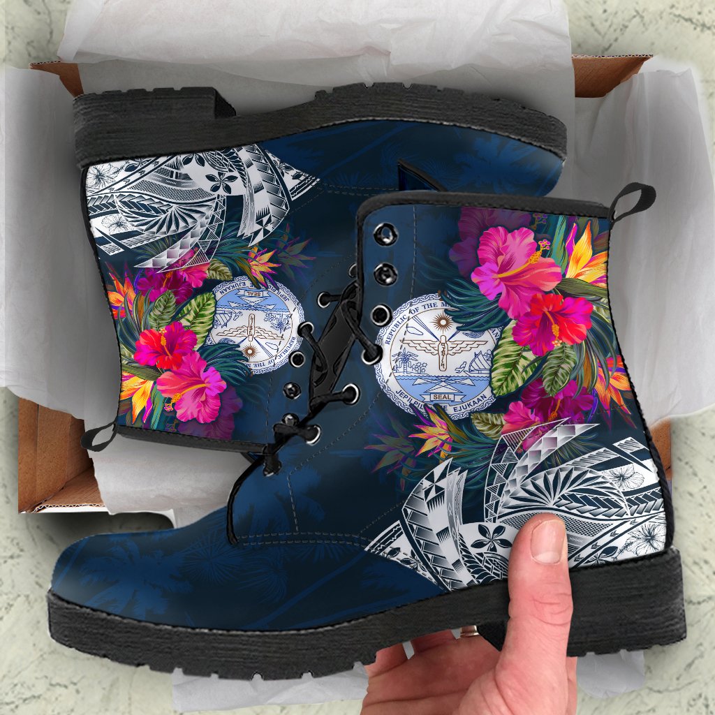 Marshall Islands Leather Boots - Marshall Islands Summer Blue - Polynesian Pride