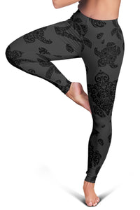 Polynesian Turtle Palm And Sea Pebbles Gray Hawaii Women's Leggings AH - Polynesian Pride