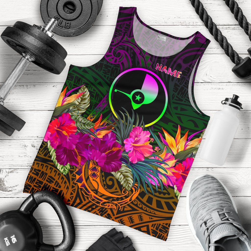 YAP Personalised Men's Tank Top - Summer Hibiscus Reggae - Polynesian Pride