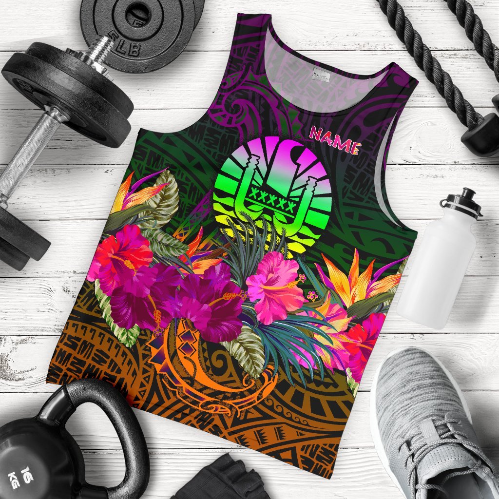 Tahiti Personalised Men's Tank Top - Summer Hibiscus Reggae - Polynesian Pride