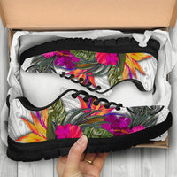 American Samoa Sneakers Hibiscus Polynesian White Pattern - Polynesian Pride