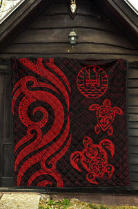 Tahiti Polynesian Premium Quilt - Red Tentacle Turtle - Polynesian Pride