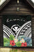 Hawaii Premium Quilt - Hawaii Coat of Arms & Polynesian Tropical Flowers White - Polynesian Pride