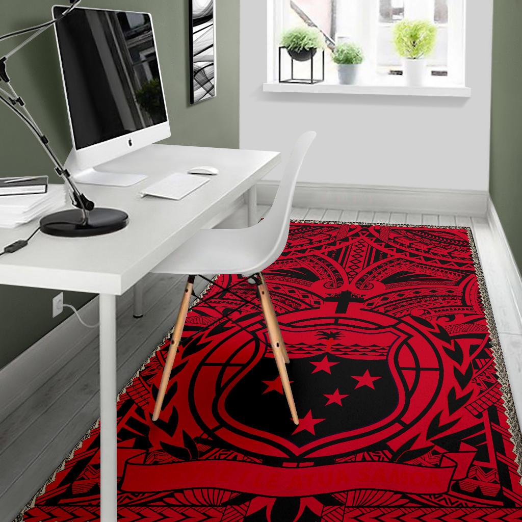 Samoa Area Rug, Samoa Coat Of Arm - Polynesian Tattoo (Red) - Polynesian Pride