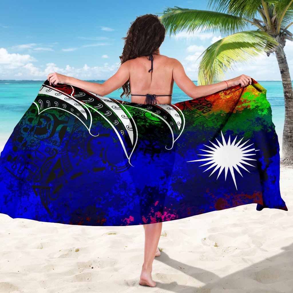 Marshall Islands Sarong - Tropical Leaf Rainbow Color - Polynesian Pride