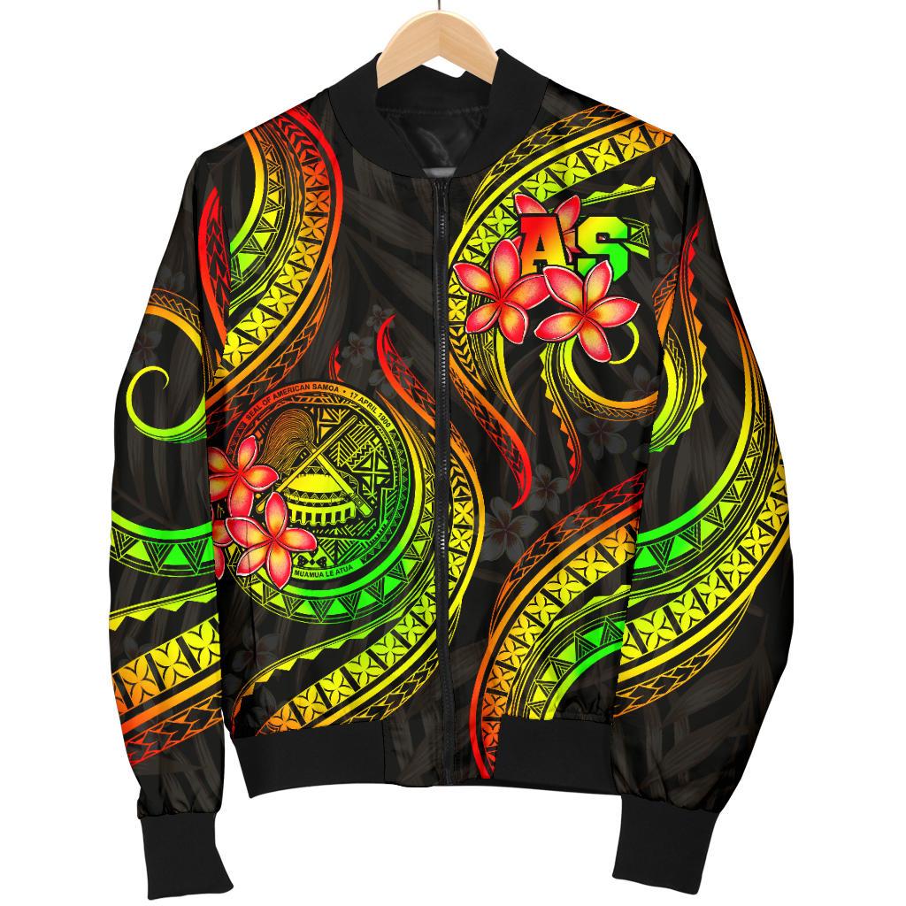 American Samoa Polynesian Men Bomber Jacket - Reggae Plumeria Reggae - Polynesian Pride