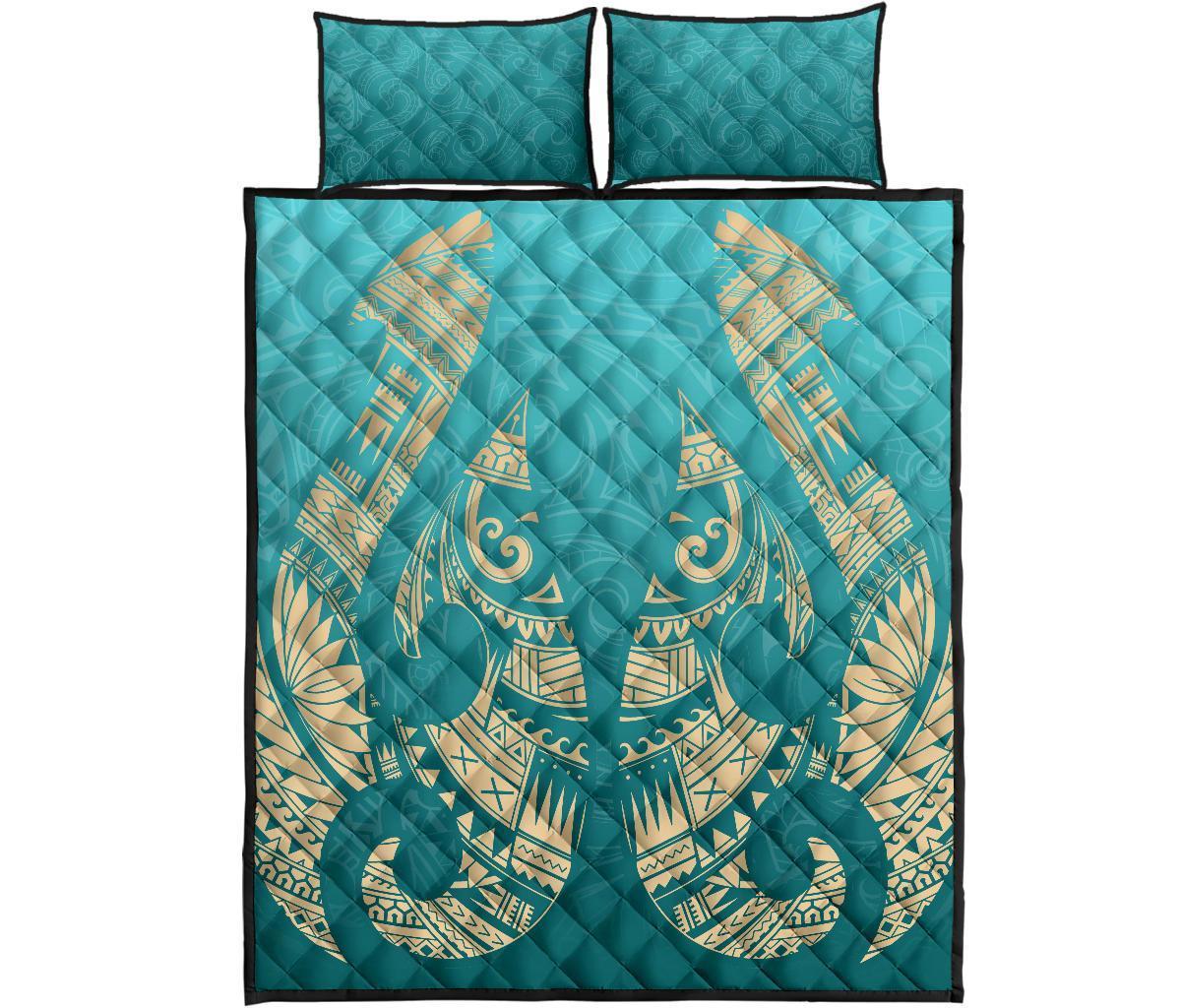 New Zealand Maori Hei Matau Tattoo Quilt Bed Set - Polynesian Pride