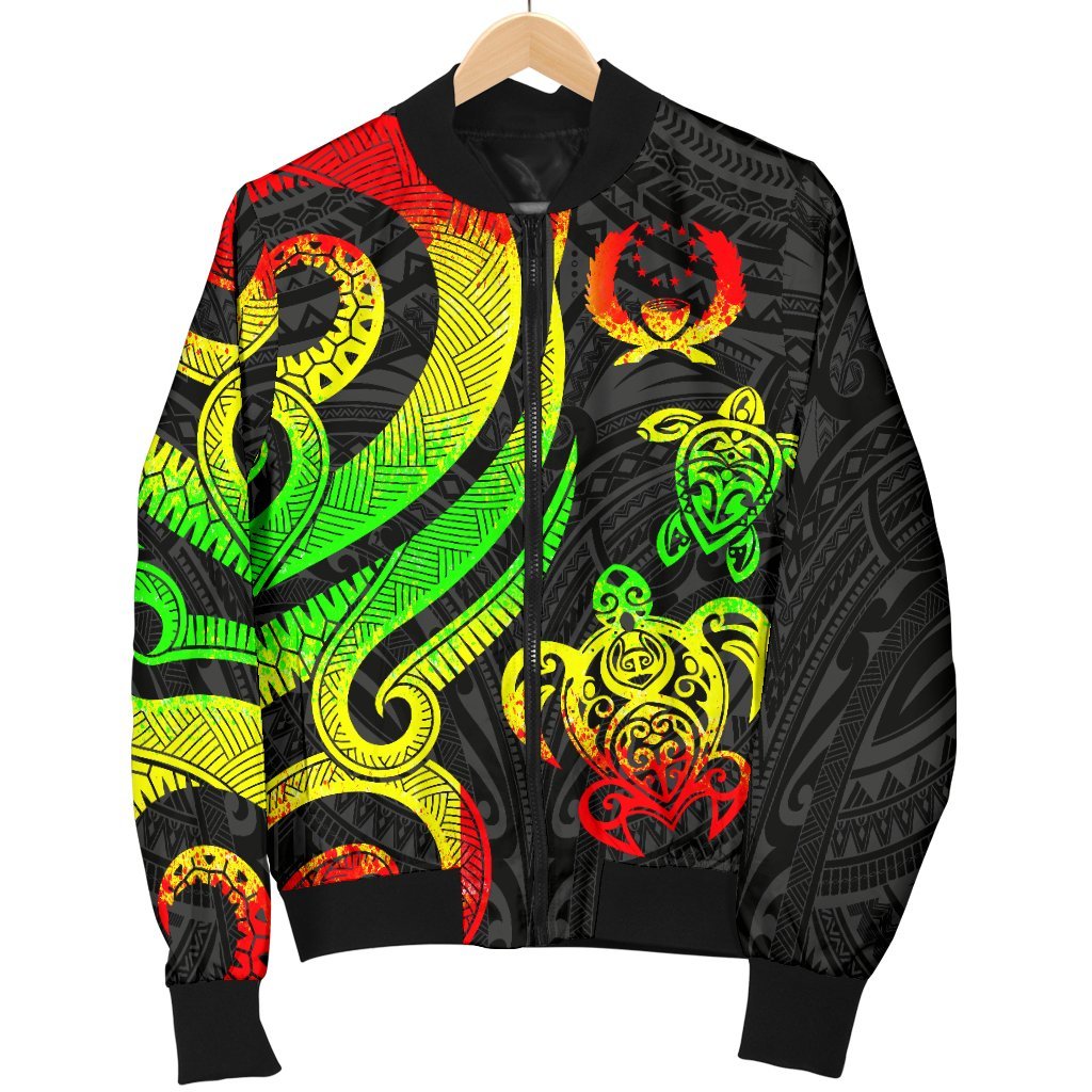 Pohnpei Micronesian Men Bomber Jacket - Reggae Tentacle Turtle - Polynesian Pride