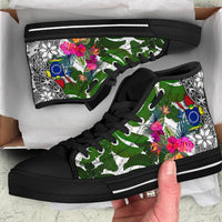Cook Islands High Top Shoes White - Turtle Plumeria Banana Leaf - Polynesian Pride
