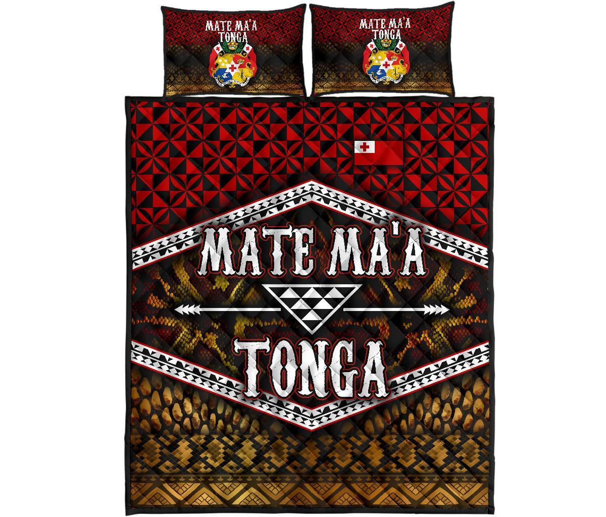 Tonga Quilt Bed Set - Tonga Flag Mate Ma'a Red - Polynesian Pride