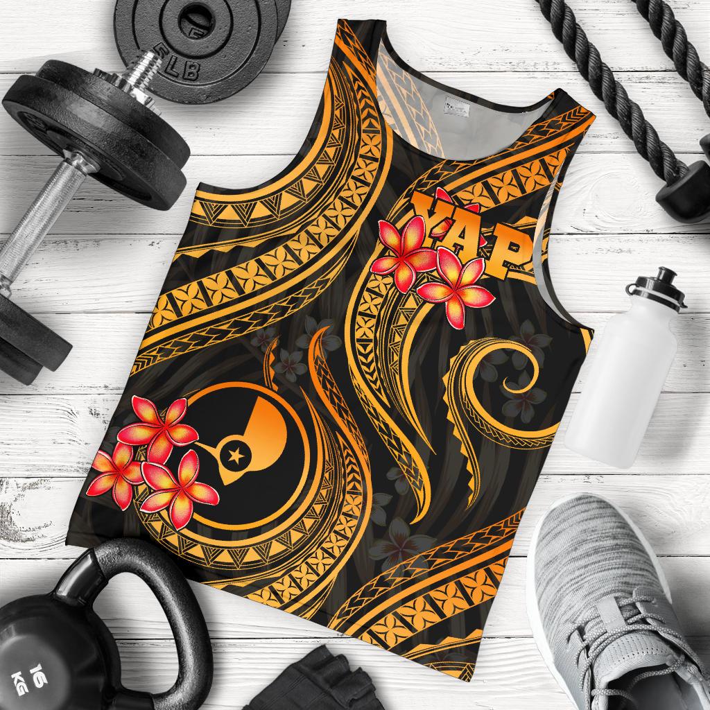Yap Micronesian Men Tank Top - Gold Plumeria GOLD - Polynesian Pride