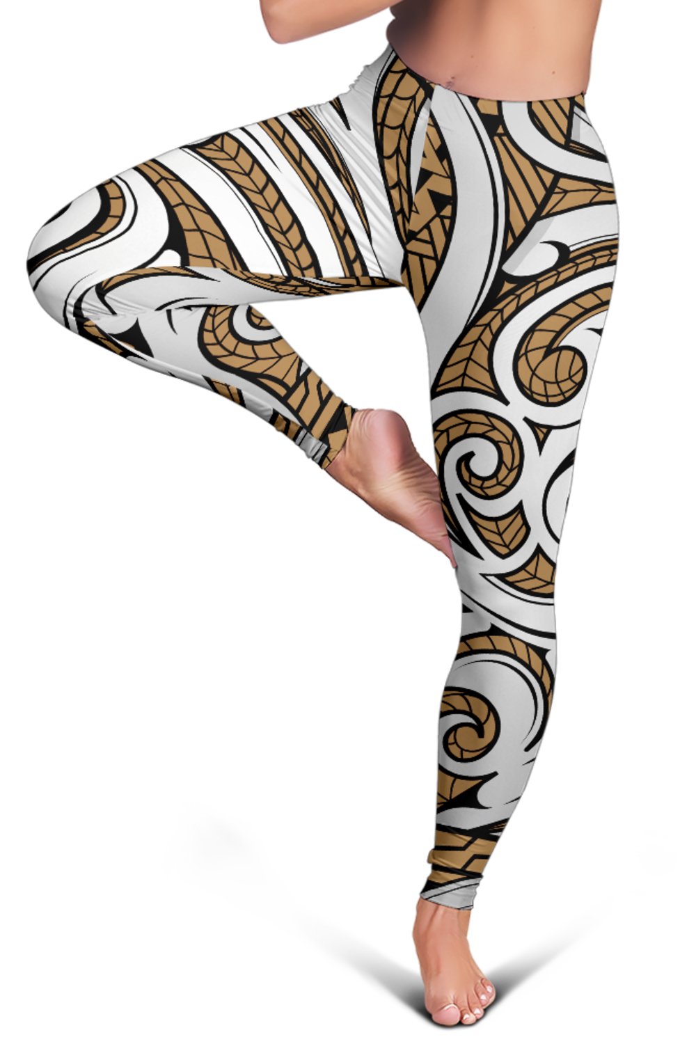 Polynesian Maori Ethnic Ornament Gold Hawaii Women's Leggings AH - Polynesian Pride