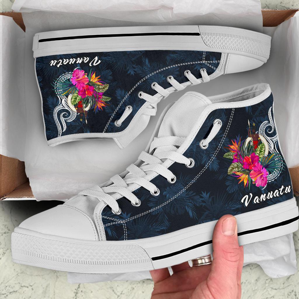 Vanuatu Polynesian High Top Shoes - Tropical Flower - Polynesian Pride