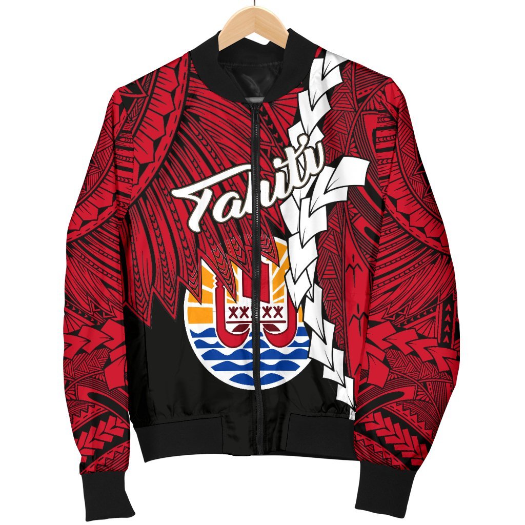 Tahiti Polynesian Men's Bomber Jacket - Tribal Wave Tattoo Flag Style - Polynesian Pride