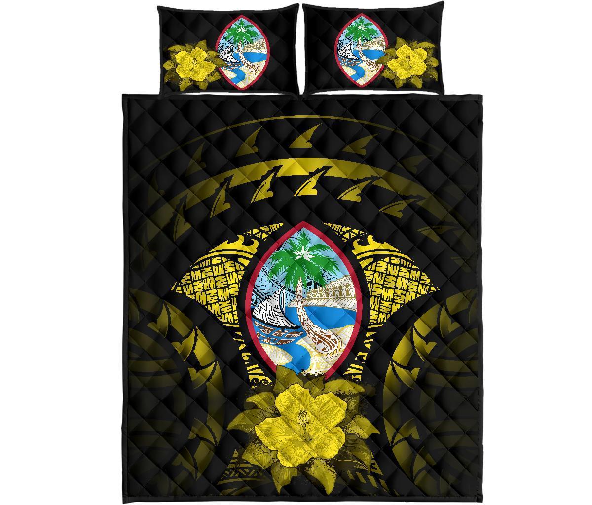 Guam Polynesian Quilt Bed Set Hibiscus Yellow - Polynesian Pride