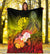 Tahiti Premium Blanket - Humpback Whale with Tropical Flowers (Yellow) - Polynesian Pride