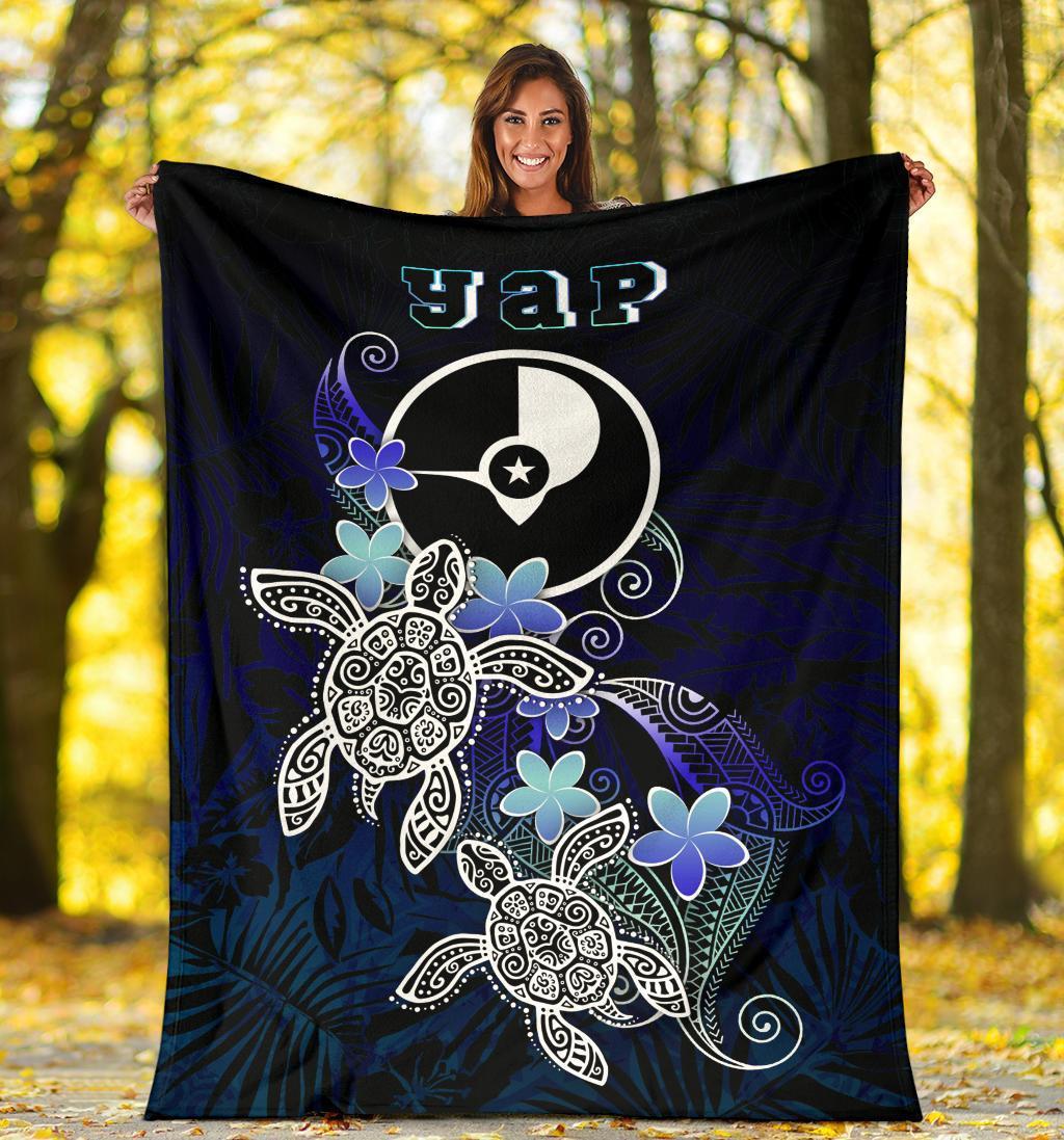 Yap Polynesian Premium Blanket - Blue Turtle Couple - Polynesian Pride