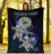 American Samoa Polynesian Premium Blanket - Blue Turtle Couple - Polynesian Pride