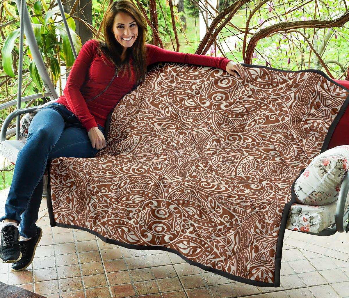 Polynesian Tribal Premium Quilt Brown - Polynesian Pride
