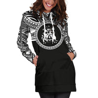 Norfolk Island Women Hoodie Dress - Norfolk Island Coat Of Arms Polynesian Black Color - Polynesian Pride