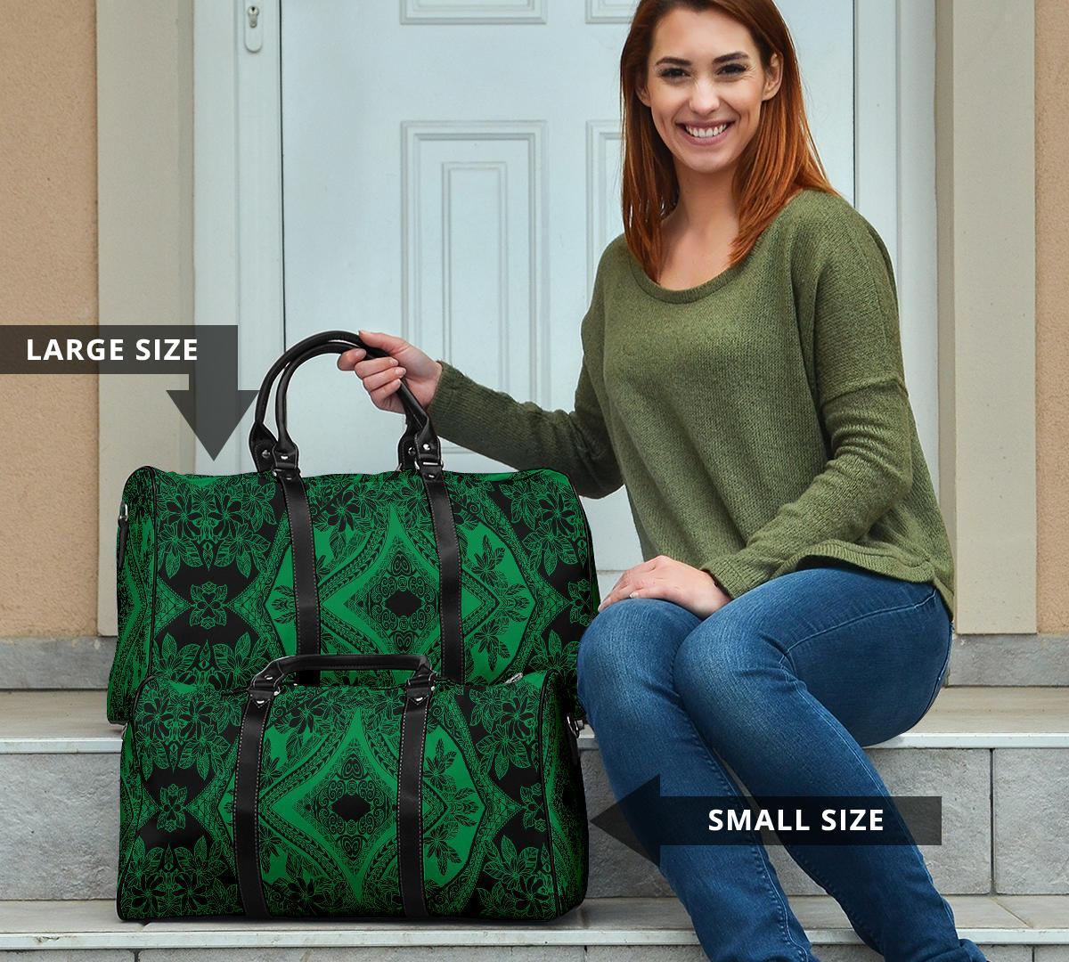 Polynesian Plumeria Mix Green Black Hawaii Travel Bag - Polynesian Pride