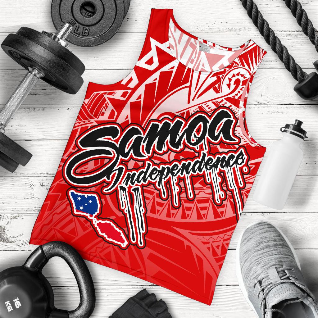 Samoa Polynesian Men's Tank Top - Independence Day Red Version Red - Polynesian Pride