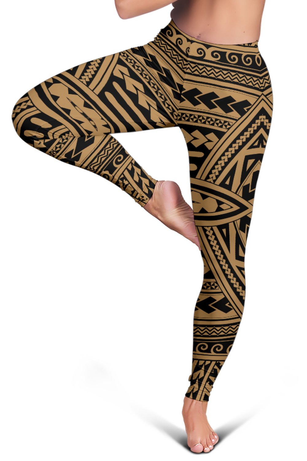Polynesian Seamless Gold Hawaii Women's Leggings AH - Polynesian Pride