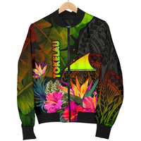 Tokelau Polynesian Men's Bomber Jacket - Hibiscus and Banana Leaves - Polynesian Pride