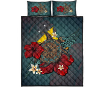 Tokelau Quilt Bed Set - Blue Turtle Tribal Blue - Polynesian Pride