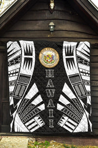 Hawaii Premium Quilt - Hawaii Seal Polynesian White Tattoo (Black) - Polynesian Pride