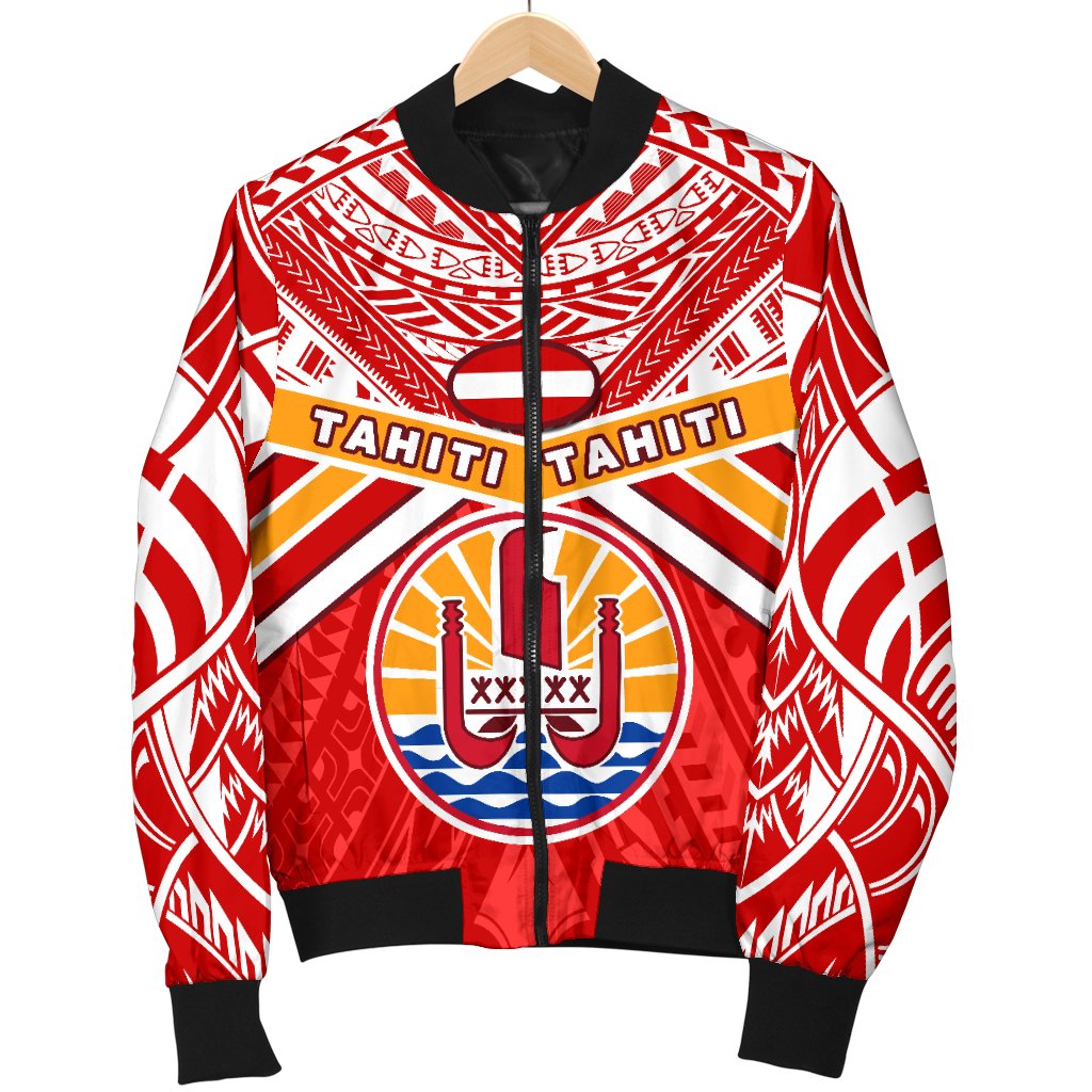 Tahiti Rugby Women Bomber Jacket Polynesian Coat Of Arms and Flag - Polynesian Pride