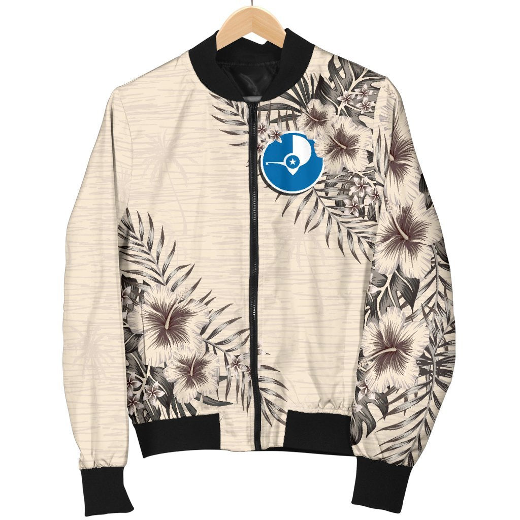 Yap Men's Bomber Jacket - The Beige Hibiscus - Polynesian Pride