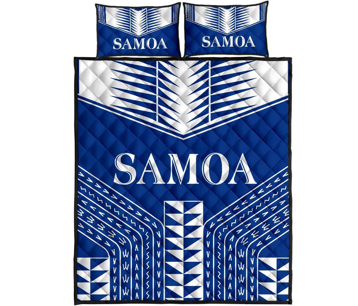 Manu Samoa Quilt Bed Set - Samoa Blue Version Blue - Polynesian Pride