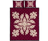 Hawaiian Quilt Bed Set Royal Pattern - Pink - B2 Style - Polynesian Pride