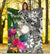 Marshall Islands Premium Blanket White - Turtle Plumeria Banana Leaf - Polynesian Pride