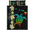 Hawaii Map Turtle Hibiscus Plumeria - Quilt Bed Set AH Black - Polynesian Pride