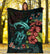 Polynesian Premium Blanket Turtle And Shark - Hibiscus Turquoise - Polynesian Pride