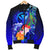 Polynesian Hawaii Men's Bomber Jacket - Kanaka Maoli Humpback Whale with Tropical Flowers (Blue) - Polynesian Pride