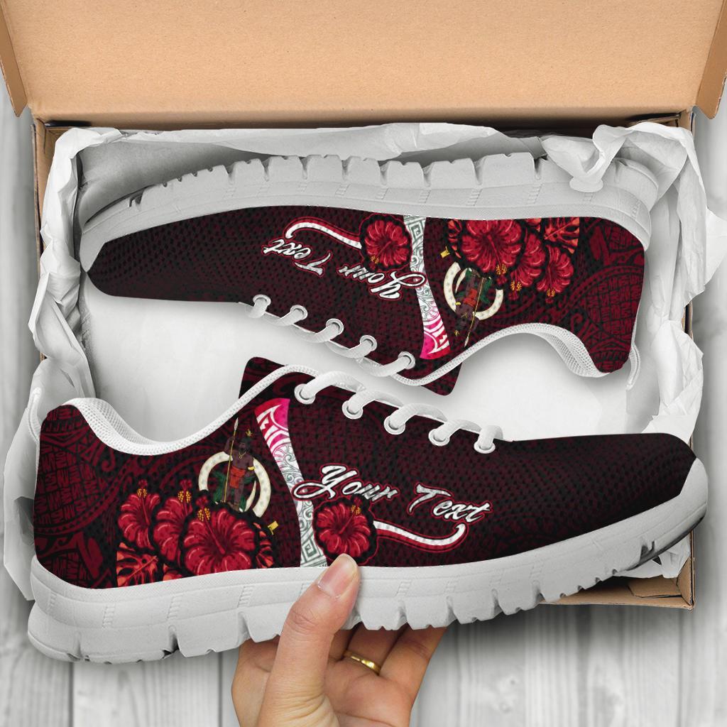 Vanuatu Polynesian Custom Personalised Sneakers - Coat Of Arm With Hibiscus - Polynesian Pride