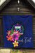 Samoa Polynesian Custom Personalised Premium Quilt - Floral With Seal Blue - Polynesian Pride