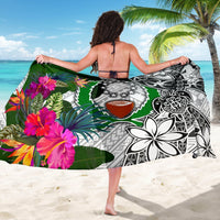 Pohnpei Sarong White - Turtle Plumeria Banana Leaf - Polynesian Pride