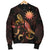 Nauru Polynesian Men's Bomber Jacket - Turtle With Blooming Hibiscus Gold - Polynesian Pride