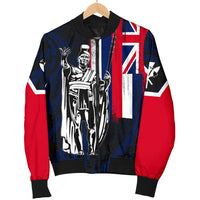 Hawaii King Flag Polynesian Men's Bomber Jacket - Blue - Polynesian Pride