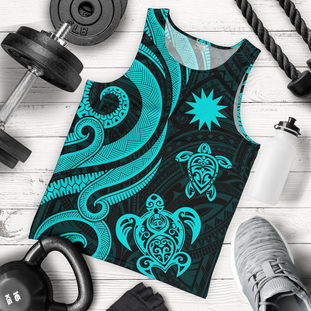 Nauru Men's Tank Top - Turquoise Tentacle Turtle Turquoise - Polynesian Pride